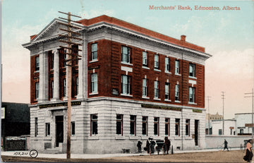 Merchants Bank of Canada Edmonton Alberta AB Unused Valentine Sons Postcard