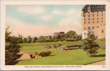 Saskatoon SK Bessborough Hotel Park and Gardens Unused Postcard