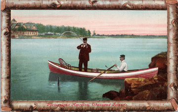 Picturesque America Thousand Islands NY Man Fishing USA Unused Postcard 