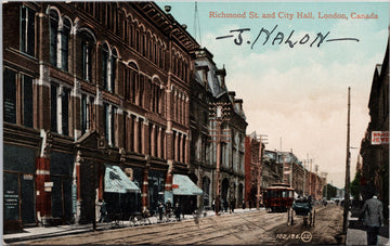 London Ontario Richmond Street City Hall ON Streetcar c1910 Postcard 