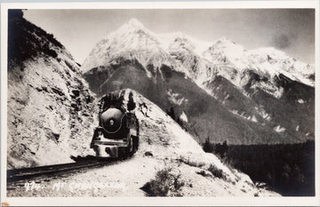 Byron Harmon 774 Mt. Chancellor BC British Columbia Train RPPC Postcard