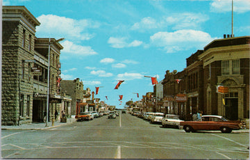 Fort Macleod Alberta Main Street Queens Hotel Street Scene Vintage Postcard