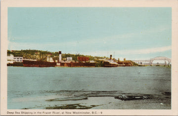 Deep Sea Shipping Fraser River New Westminster BC British Columbia Postcard 