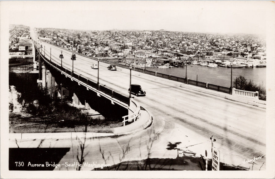 Aurora Bridge Seattle WA Washington Unused #730 Johnston RPPC Postcard