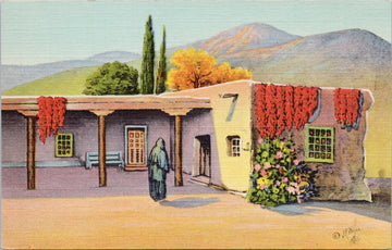 Quaint Mexican Home Southwest USA JR Willis Artist Linen Postcard
