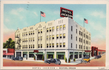 Hotel Jackson Medford Oregon OR Chadwick Hotel 1950s Linen Postcard SP13