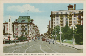 Victoria BC Government Street Belmont Bldg British Columbia PECO Postcard