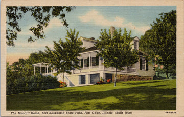 The Menard Home Fort Gage Illinois Fort Kaskaskia State Park Unused Curteich Linen Postcard 