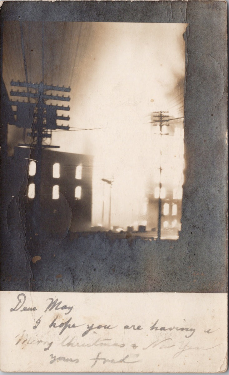 Rare George Barrowclough Winnipeg MB Bulman Block Fire 1904 ?? c1905 Portage La Prairie MB Cancel RPPC Postcard