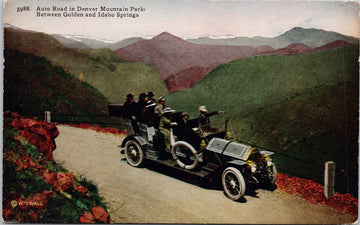Auto Road Denver Mountain Park CO btwn Golden & Idaho Springs Postcard 