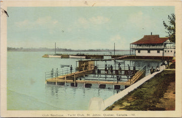 Club Nautique Yacht Club St Johns Quebec QC 1930s PECO Postcard 