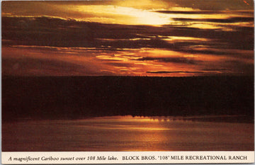 108 Mile Lake Sunset BC Block Bros 108 Mile Recreation Ranch Postcard