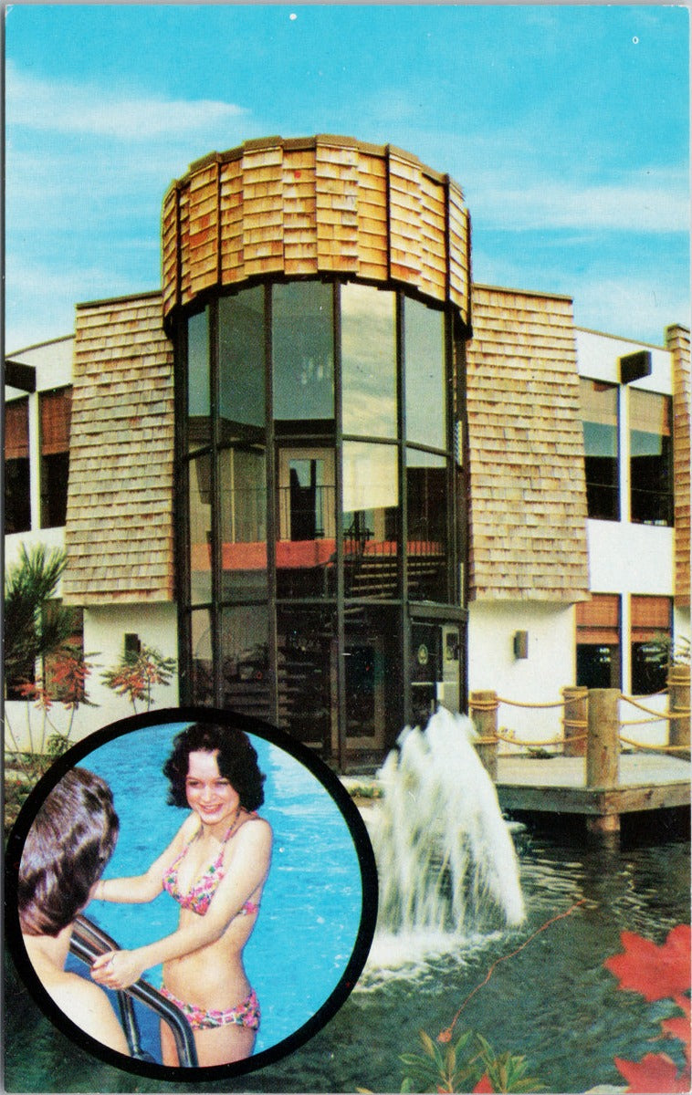 Apple Green Park Richmond BC British Columbia Woman Pool Advertising Postcard