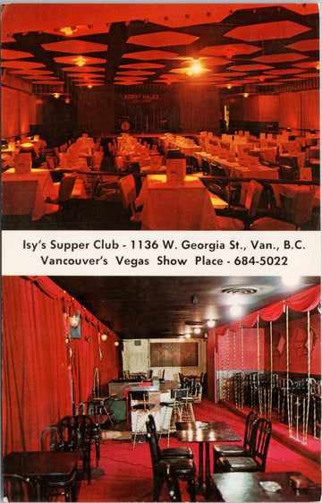 Isy's Supper Club Vancouver BC British Columbia Interior Unused Advertising Postcard