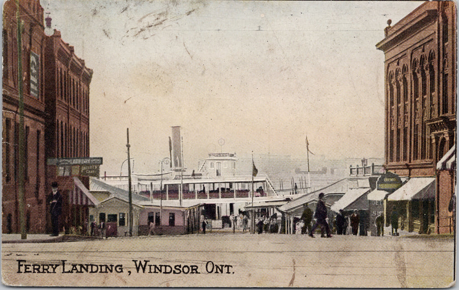 Ferry Landing Windsor Ontario ON Steamboat #352 Macfarlane Postcard