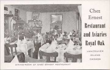 Chez Ernest Restaurant Victoria BC Royal Oak British Columbia Advertising Postcard SP13