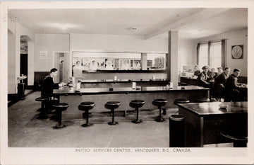 Vancouver BC United Services Centre Canteen Military Soldiers RPPC Postcard 