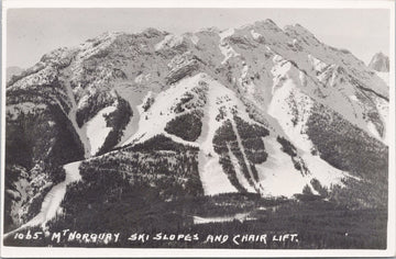 Byron Harmon 1065 Mt Norquay Ski Slopes Chair Lift Alberta RPPC Postcard