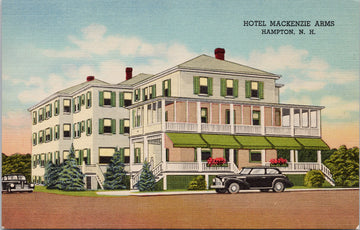 Hotel Mackenzie Arms Hampton NH New Hampshire Black Car Linen Postcard