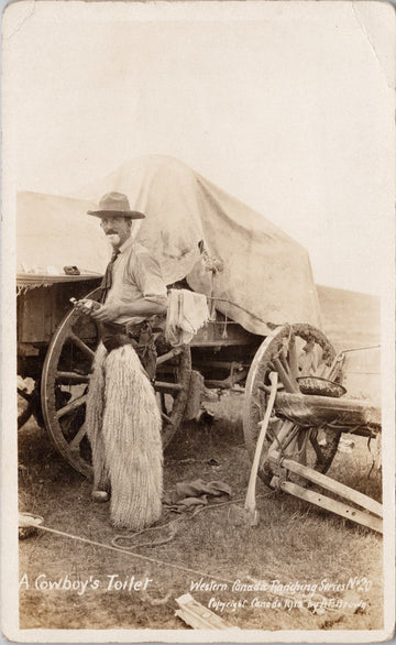Cowboy's Toilet Western Canada Ranching Series #20 AE Brown RPPC Postcard 