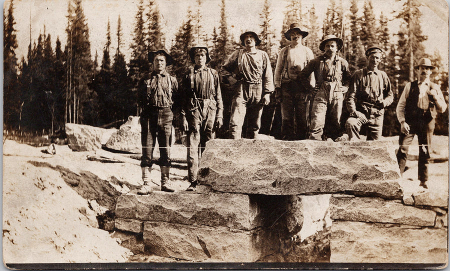 Men Cobalt Ontario ?? Silver Miners or Workers ON Unused Real Photo Postcard 