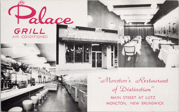 Moncton NB Palace Grill Restaurant Advertising Main Vintage Postcard
