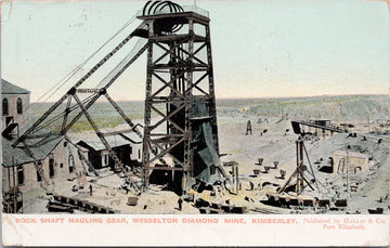 Kimberley South Africa Wesselton Diamond Mine Rock Shaft Hauling Gear c1908 Stamp Postcard