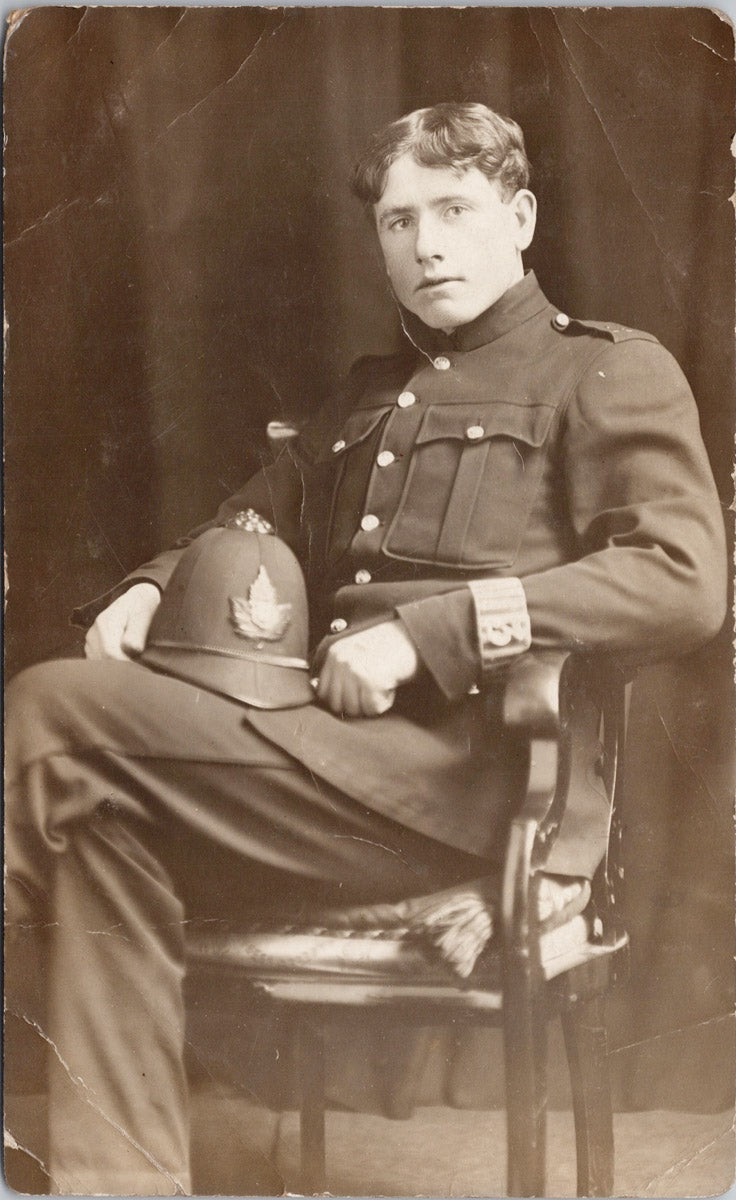 Portrait of Policeman Winnipeg Manitoba MB Police CBW Real Photo Postcard 