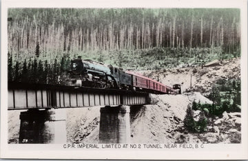 Train CPR Imperial Limited No 2 Tunnel Field BC Gowen Sutton RPPC Postcard 