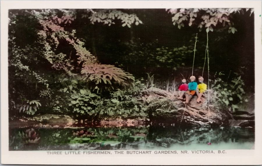 Three Little Fisherman Butchart Gardens Victoria BC British Columbia Vancouver Island Unused Gowen Sutton RPPC Postcard