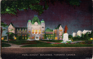  Parliament Buildings at Night Toronto Ontario ON Valentine Black Postcard 