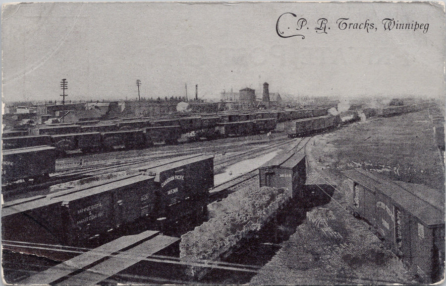 CPR Tracks Winnipeg Manitoba MB Train Railway Station Macfarlane Postcard