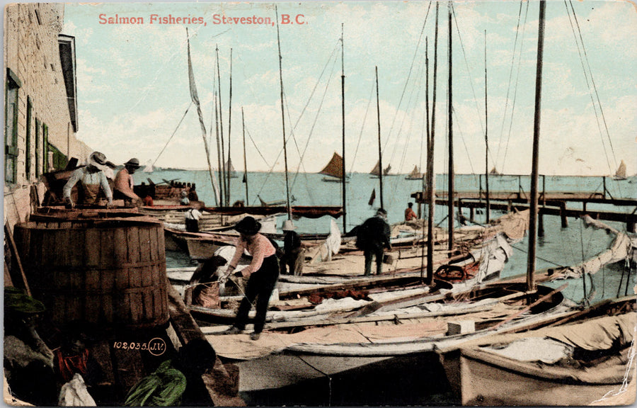 Salmon Fisheries Steveston BC British Columbia Postcard 