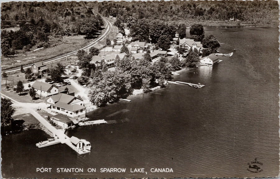 Port Stanton on Sparrow Lake Ontario Aerial c1952 RPPC Postcard S3