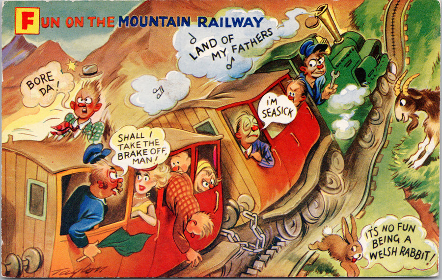 Mountain Railway Wales Train Railroad Welsh Comic Series Bamforth Postcard