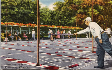 Shuffleboard St. Petersburg FL Linen Postcard